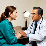 Narrative Medicine in Practice**

"A compassionate doctor in a professional office setting, fully clothed in modest medical attire, listening attentively to a senior patient sharing their life story. The scene conveys empathy and understanding. Soft, warm lighting. Safe for work, appropriate content, professional scene, perfect anatomy, natural proportions, family-friendly, well-formed hands, proper finger count."

**