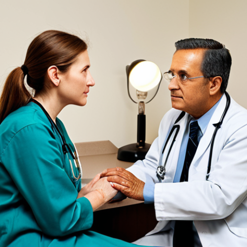 Home 8 Narrative Medicine in Practice**
"A compassionate doctor in a professional office setting, fully clothed in modest medical attire, listening attentively to a senior patient sharing their life story. The scene conveys empathy and understanding. Soft, warm lighting. Safe for work, appropriate content, professional scene, perfect anatomy, natural proportions, family-friendly, well-formed hands, proper finger count."
**